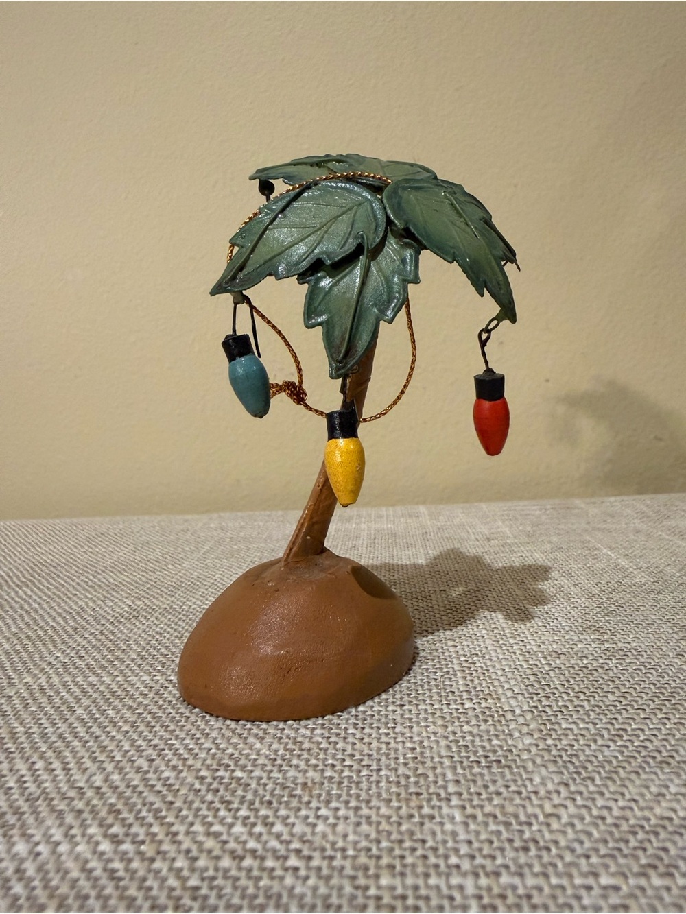 Vintage Tropical Palm Tree Christmas Ornament Table Decor, Coastal Holiday